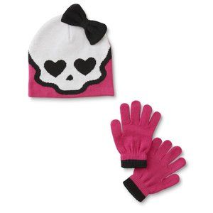Monster High Girls' Beanie Hat & Gloves NWT SIZE 4-10
